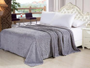 Polyester Soft Solid Grey Color Flannel Fleece Blanket For Sofa / Bedding / Throws