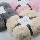 Polyester Pure Color Faux Fur Fleece Blankets , Blush Faux Fur Blanket 200*220cm