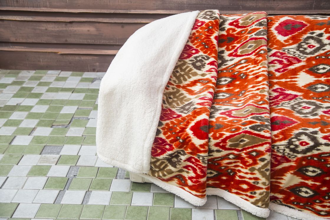 Floral Printed Plush Velvet Sherpa Blanket 2 Ply With Folded Edge Allergy Free