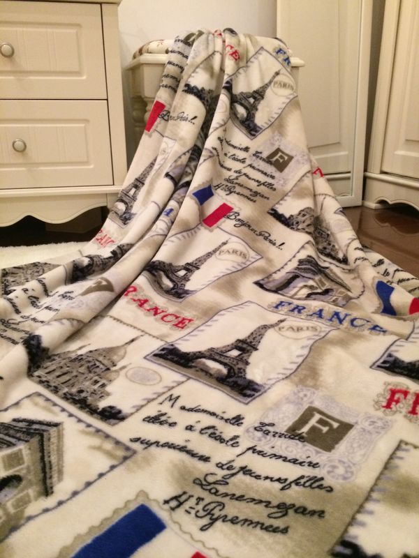 Printed Fashion Fall Winter Velvet Sherpa Blanket For Home / Hotel Tear - Resistant