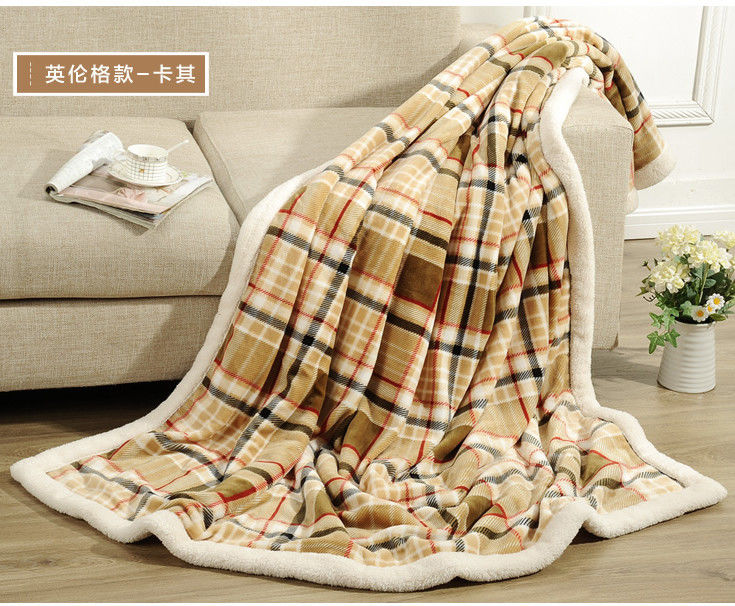 Polyester Super Soft Plaid Flannel Blanket , Knitted Fall Plush Throw Blanket