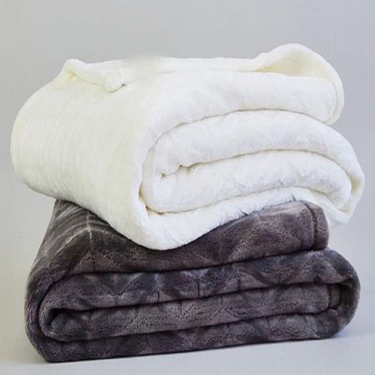Custom Double Ply Sherpa Flannel Plush Blanket For Hotel / Home / Office Throws