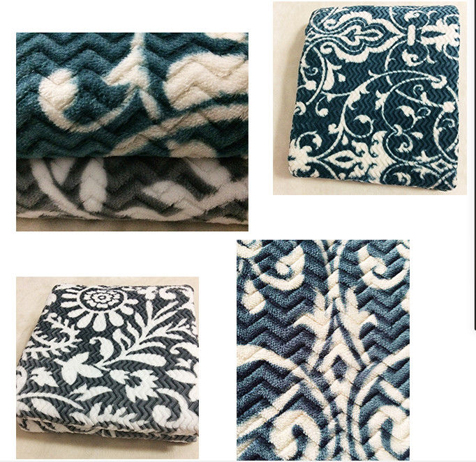 Floral Printed Flannel Bed Blanket , Dyed Flannel Fleece Blanket OEM / ODM Service